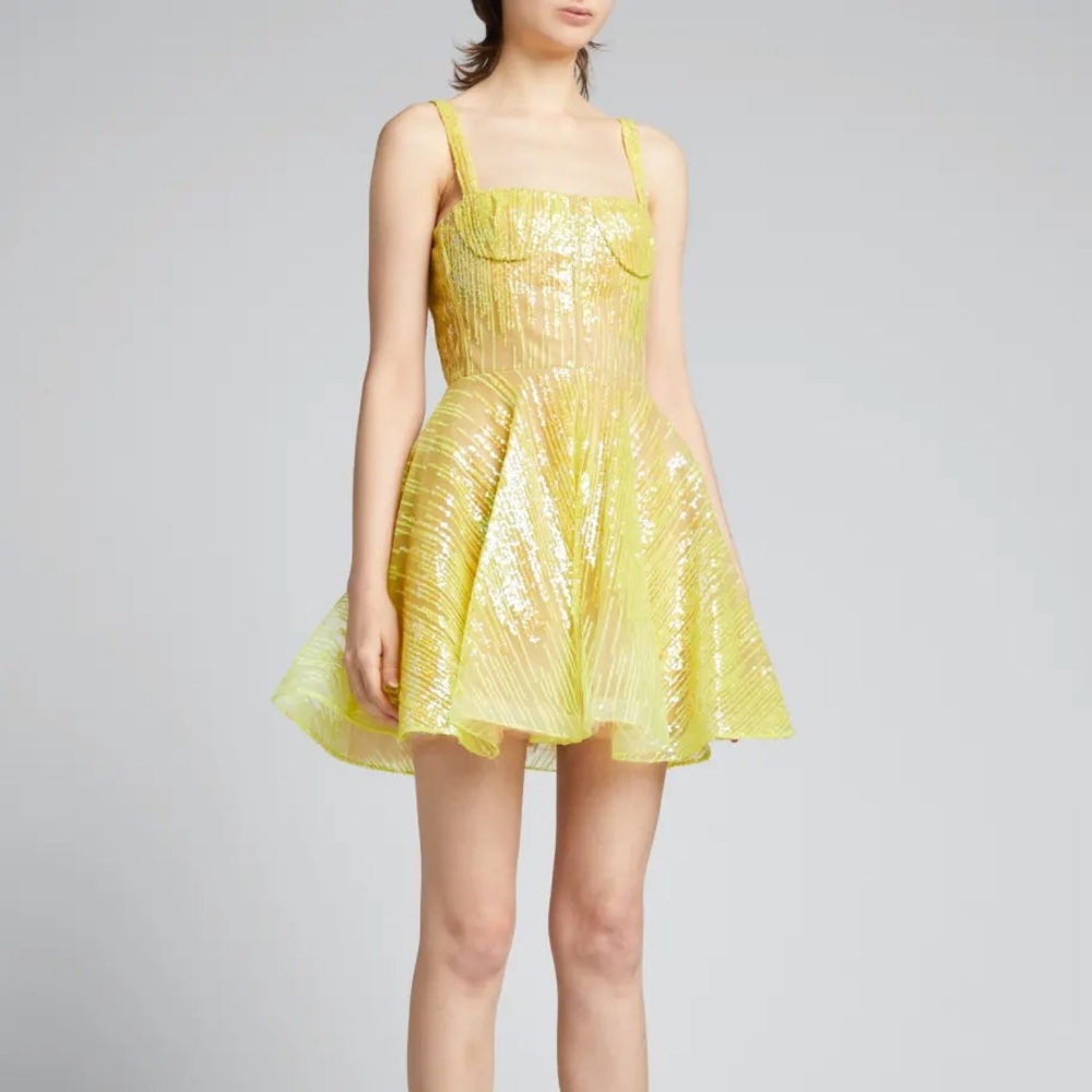 Bronx and Banco Mademoiselle Sequin Neon Yellow Dress